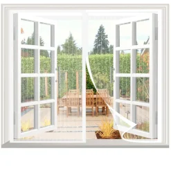 Sailimay Upgraded Magnet Fliegengitter Fenster 85x140cm, Ohne Bohren, Weiß