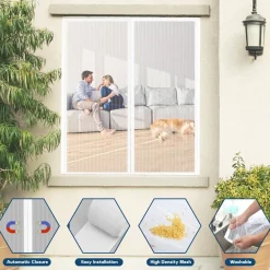 Sailimay Upgraded Magnet Fliegengitter Fenster 85x140cm, Ohne Bohren, Weiß