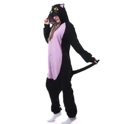 Sailor Moon Luna One-Piece Hooded Pyjama Cosplay Kostüm Winter Robe Schlafanzug