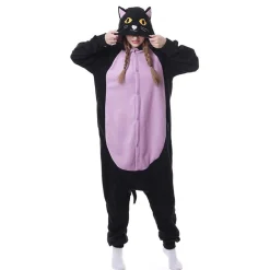 Sailor Moon Luna One-Piece Hooded Pyjama Cosplay Kostüm Winter Robe Schlafanzug