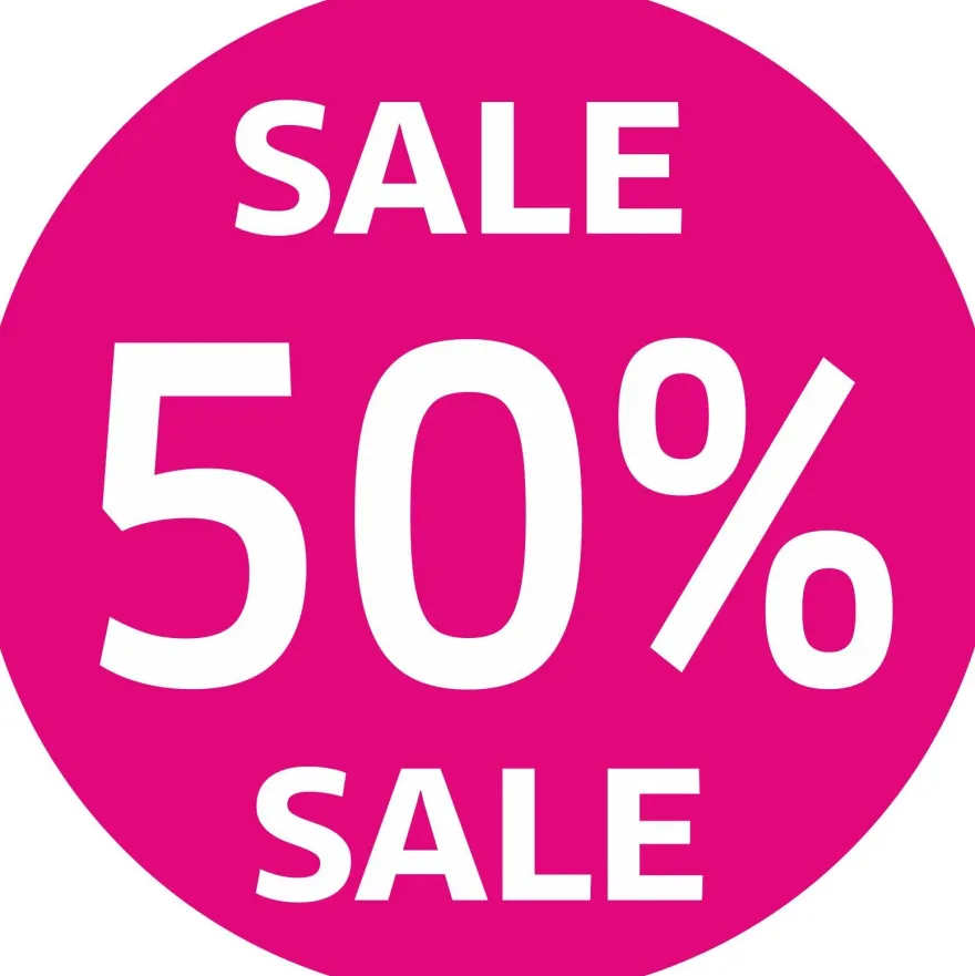50% SALE Aufkleber Schaufenster Rabatt Ausverkauf Schlussverkauf SSV WSV % pink