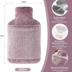 samply Wärmflasche 2L mit weichem Bezug für kalte Nächte - Lila