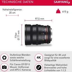 Samyang MF 24mm T1,5 Video DSLR II Canon EF