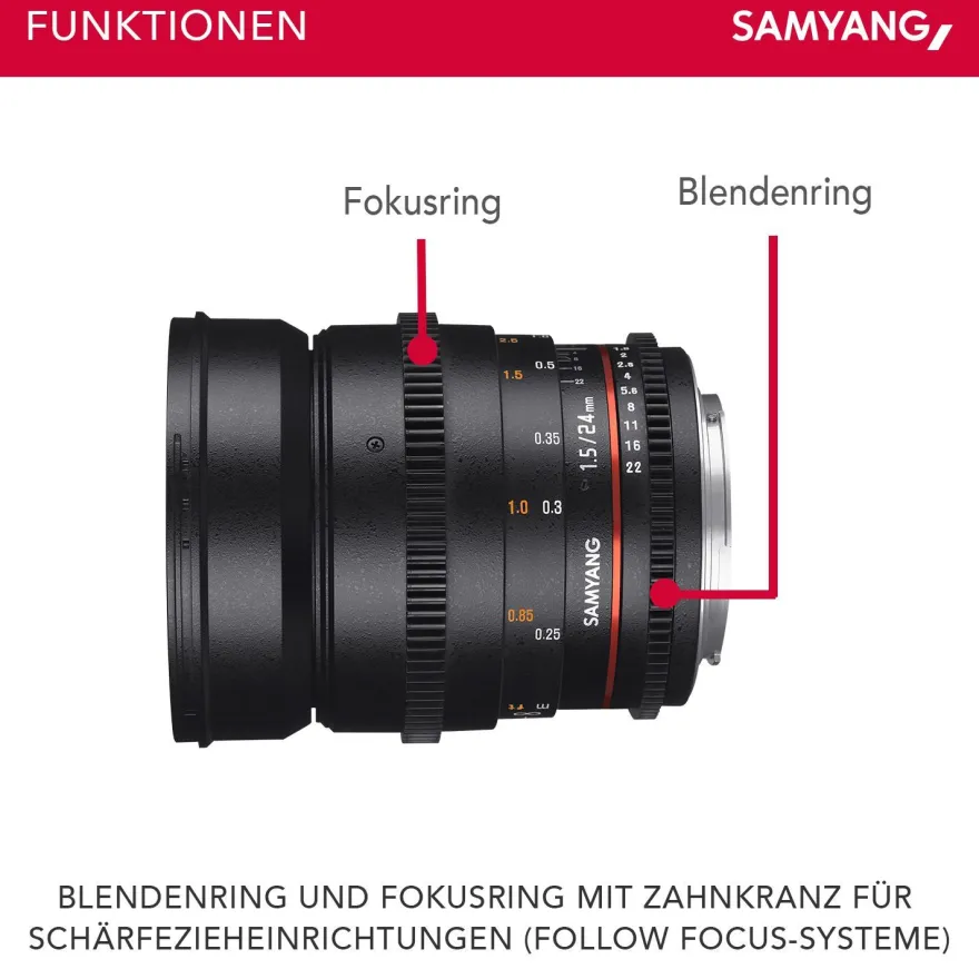 Samyang MF 24mm T1,5 Video DSLR II Canon EF