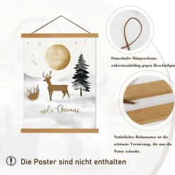 Sanauto Magnetische Posterleiste aus Holz, 28 cm, Teak - Einfache und