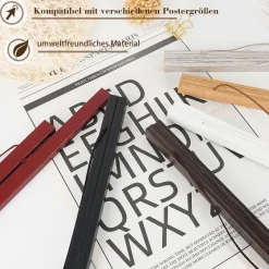 Sanauto Magnetische Posterleiste aus Holz, 28 cm, Teak - Einfache und