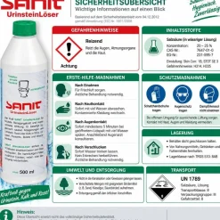 SANIT Urinsteinlöser 12 x 500ml beseitigt hygienisch sauber Urinstein, Rost oder Kalk