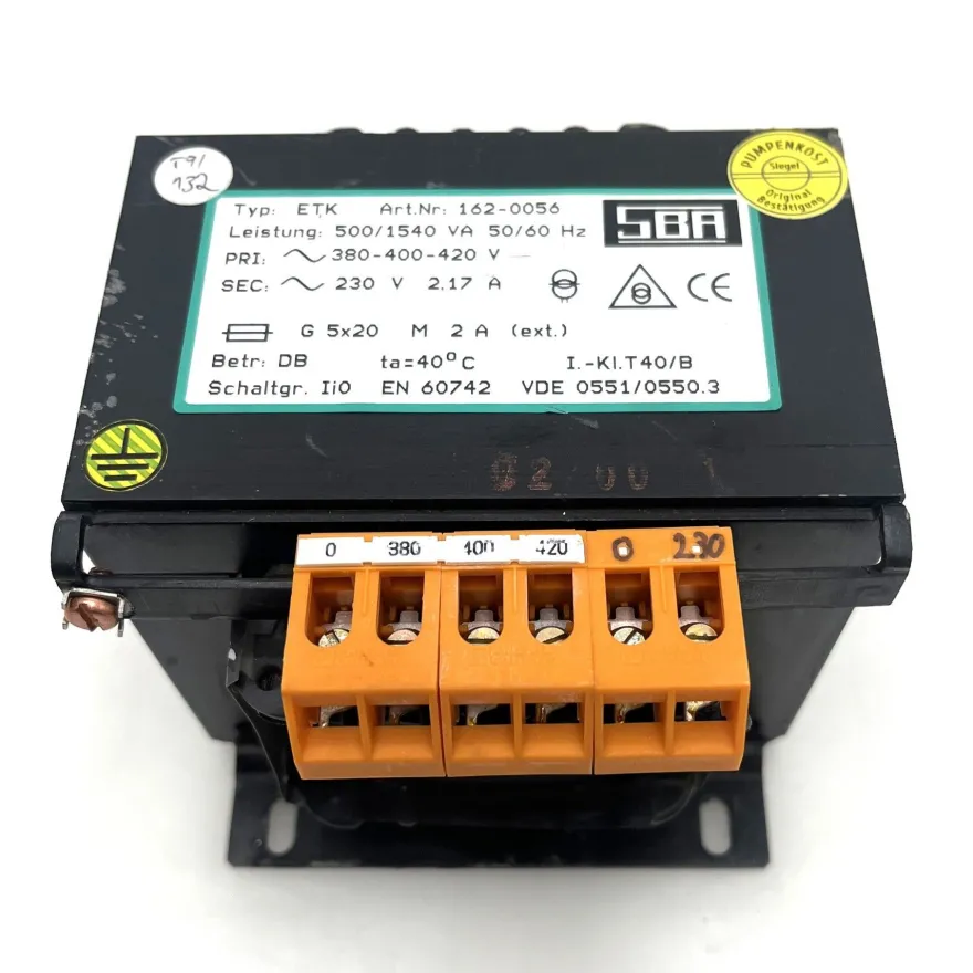 SBA Transformator ETK 380-420V 230V 400VA Industrie Trafo T9/132