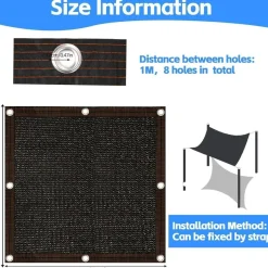 Schattierungsnetz 2x2m für Gewächshaus Schattiernetz Sonnensegel 90% Shading