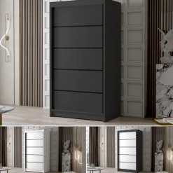 Schiebetürkleiderschrank LETTO IV 100 mit Kleiderstange Kleiderschrank Flurschrank