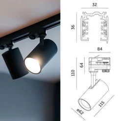 Schienensystem Komplett-Set 2x2m+2x1m Schiene, 4x L-Verbinder, 10x Lampe Schwarz