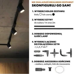 Schienensystem Komplett-Set 3x1m, T-Verbinder, I-Verbinde 6x Lampe, 3x Kappe