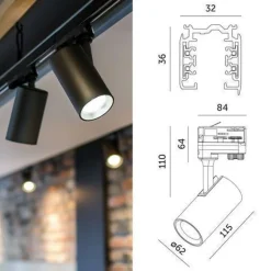 Schienensystem Komplett-Set 3x1m, T-Verbinder, I-Verbinde 6x Lampe, 3x Kappe