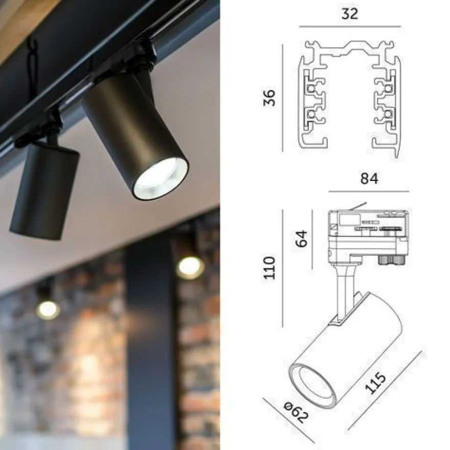 Schienensystem Komplett-Set 3x1m, T-Verbinder, I-Verbinde 6x Lampe, 3x Kappe
