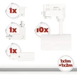 Schienensystem 10x GU10 Lampe 1m Schiene 2m Schiene L-Verbinder Netzteil, Kappe Weiß