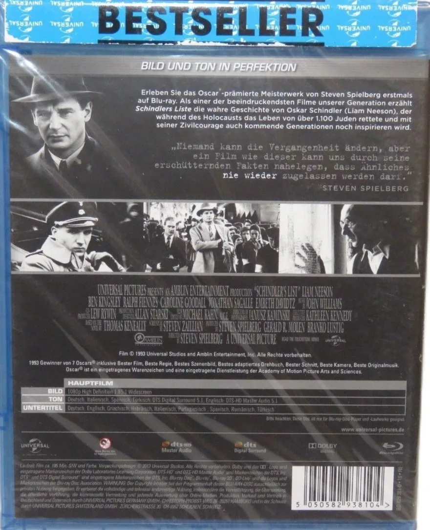 Schindlers Liste - Liam Neeson - Steven Spielberg - Blu-ray - OVP