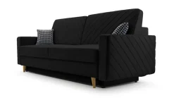 Schlafsofa California Schwarz mit Schlaffunktion und Bettkasten Couch für Wohnzimmer