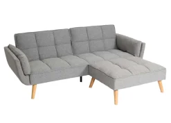 Schlafsofa HWC-K18 mit Ottomane, Couch Sofa Gästebett, Schlaffunktion 218x175cm