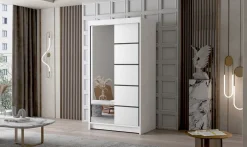 Schlafzimmerschrank LETTO III 100 mit Spiegel - Kleiderschrank Schiebetüren Schrank
