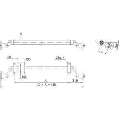 Schlegl 750kg Anhänger Achse MB8 - 1200mm - 5x112 - niedriger Bock - ungebremst