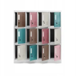 Schließfachschrank Werfachschrank Umkleideschrank 12 Fächern Metall 120x110x45 cm