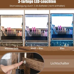 Schmuckschrank mit 3 Spiegeln, Schmuckspiegel verstellbar mit Schublade & Rollen