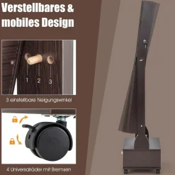Schmuckschrank mit 3 Spiegeln, Schmuckspiegel verstellbar mit Schublade & Rollen