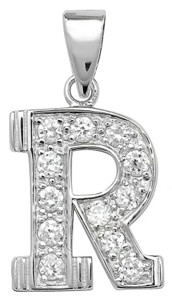 Schöner 925 Sterling Silber Buchstaben / Initiale Damen - Anhänger mit Zirkonia
