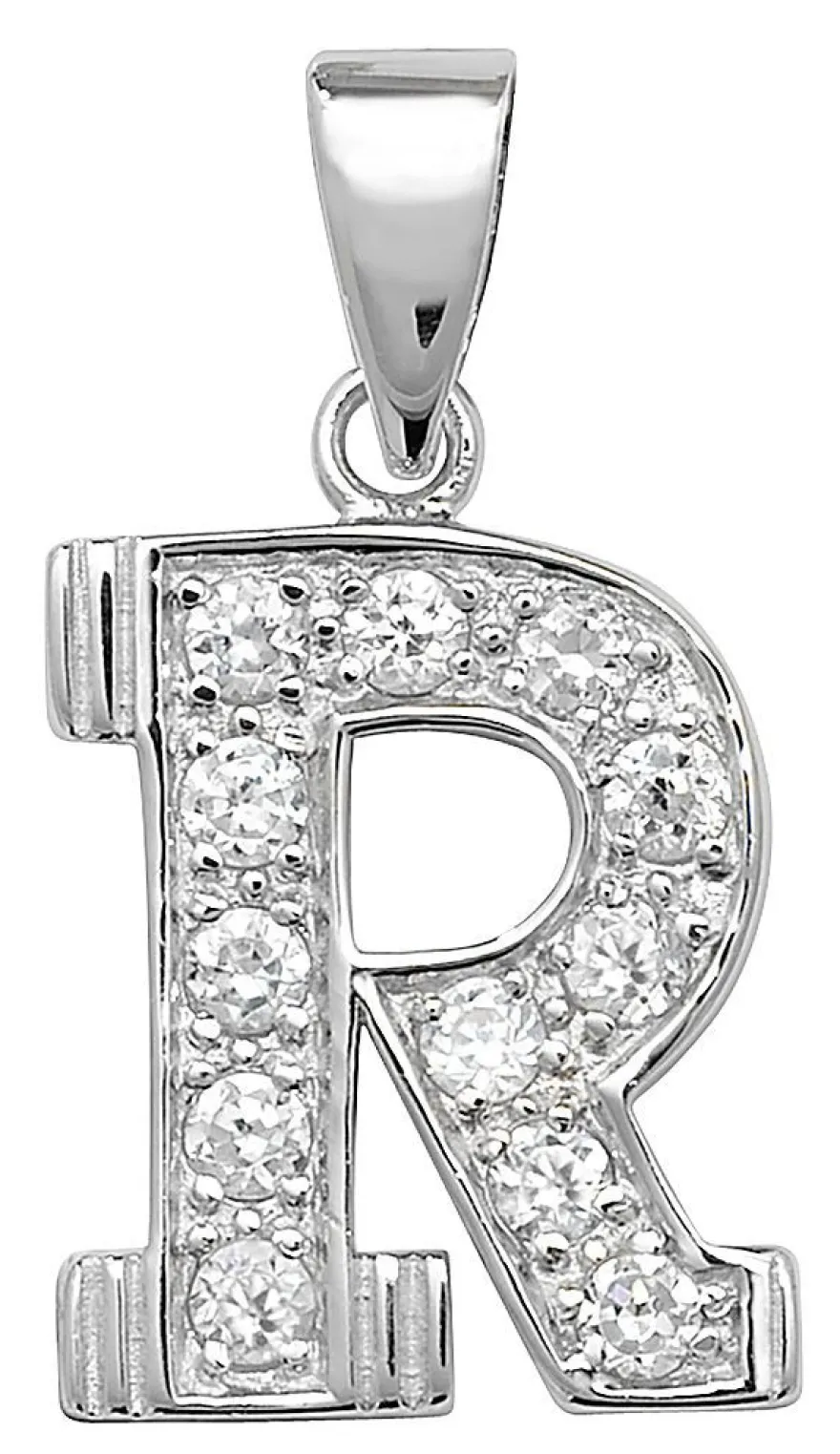 Schöner 925 Sterling Silber Buchstaben / Initiale Damen - Anhänger mit Zirkonia