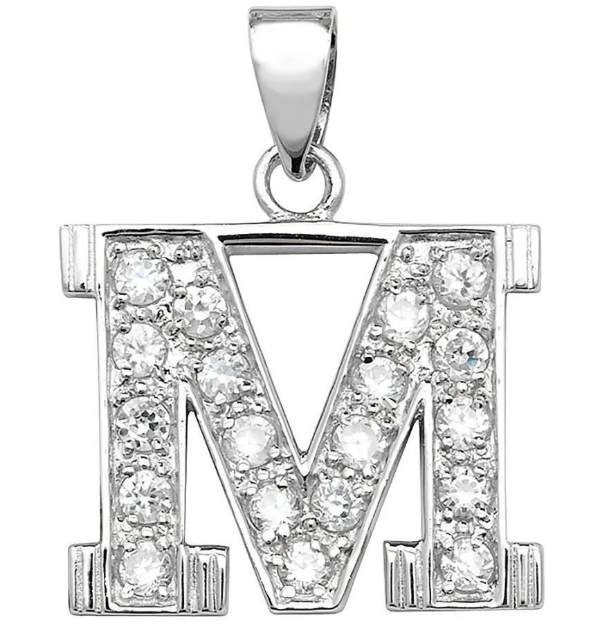 Schöner 925 Sterling Silber Buchstaben / Initiale Damen - Anhänger mit Zirkonia
