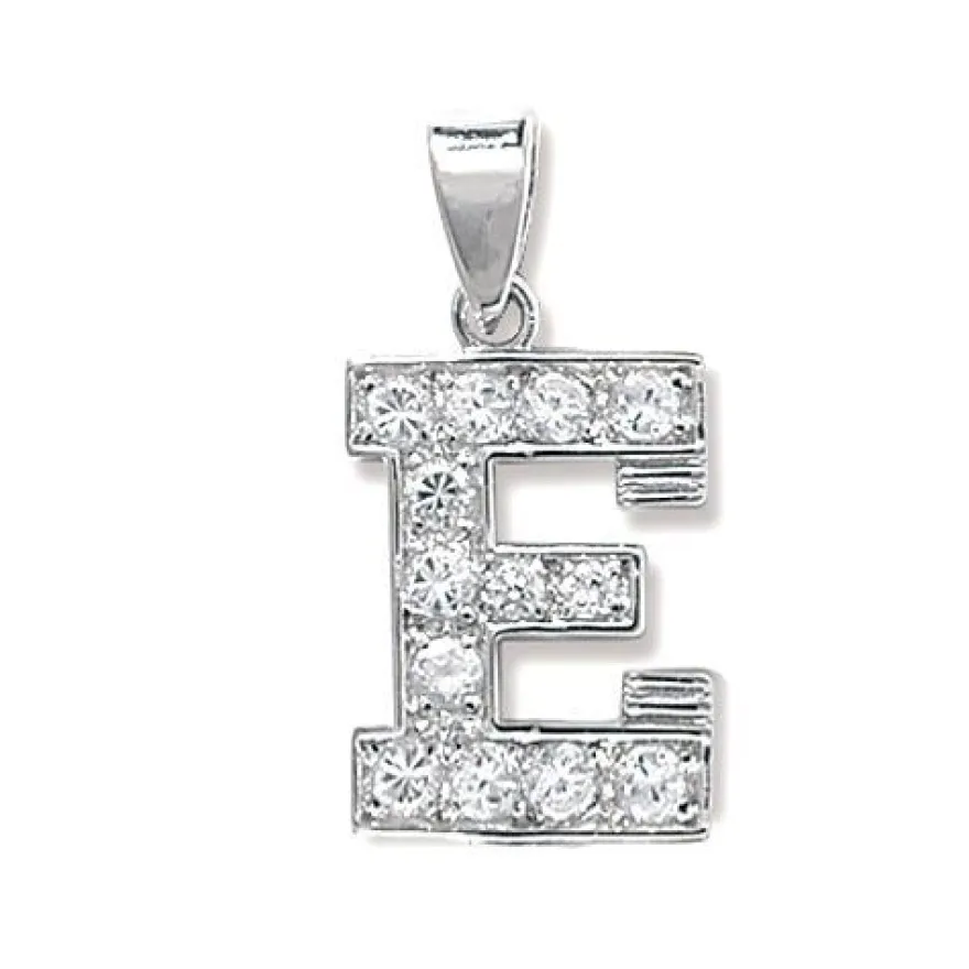 Schöner 925 Sterling Silber Buchstaben / Initiale Damen - Anhänger mit Zirkonia