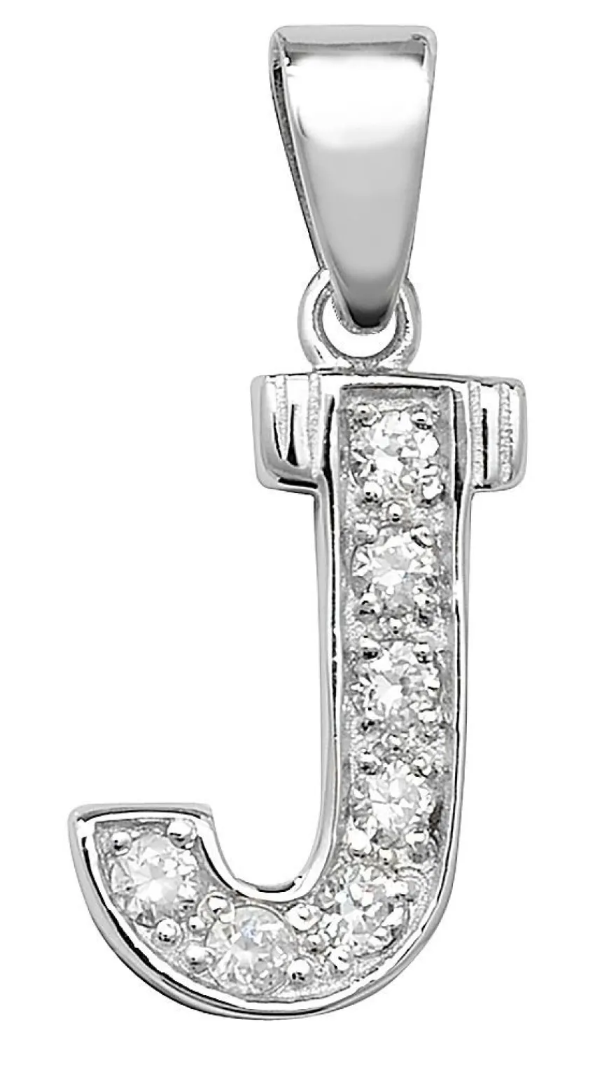 Schöner 925 Sterling Silber Buchstaben / Initiale Damen - Anhänger mit Zirkonia
