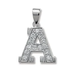 Schöner 925 Sterling Silber Buchstaben / Initiale Damen - Anhänger mit Zirkonia