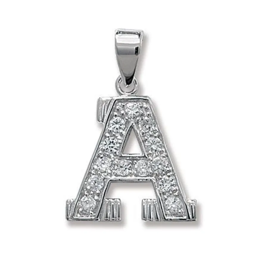 Schöner 925 Sterling Silber Buchstaben / Initiale Damen - Anhänger mit Zirkonia