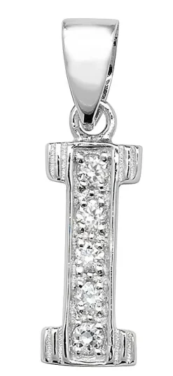 Schöner 925 Sterling Silber Buchstaben / Initiale Damen - Anhänger mit Zirkonia