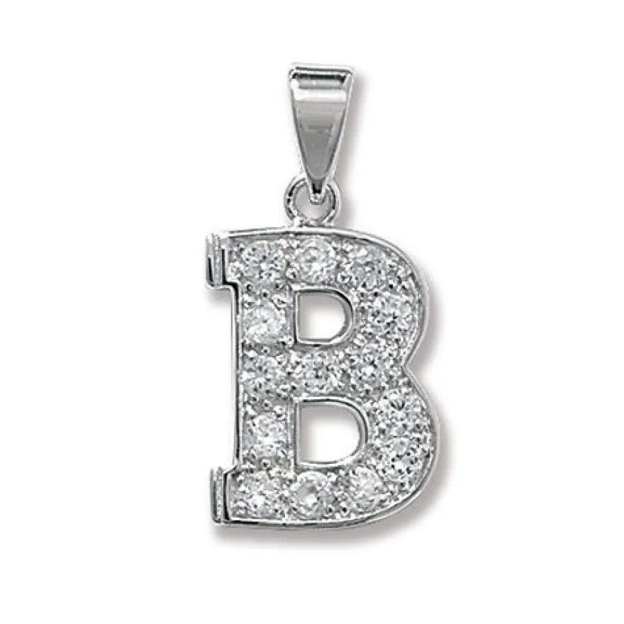 Schöner 925 Sterling Silber Buchstaben / Initiale Damen - Anhänger mit Zirkonia