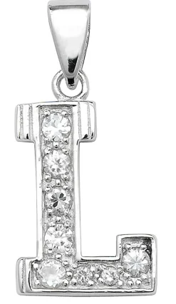 Schöner 925 Sterling Silber Buchstaben / Initiale Damen - Anhänger mit Zirkonia