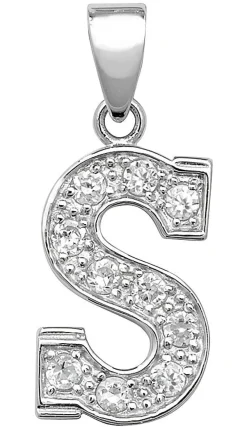 Schöner 925 Sterling Silber Buchstaben / Initiale Damen - Anhänger mit Zirkonia