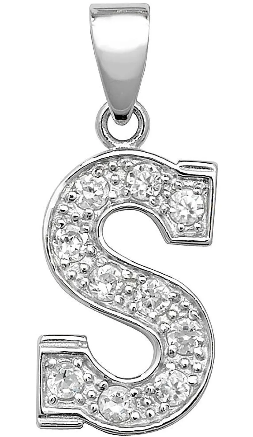 Schöner 925 Sterling Silber Buchstaben / Initiale Damen - Anhänger mit Zirkonia