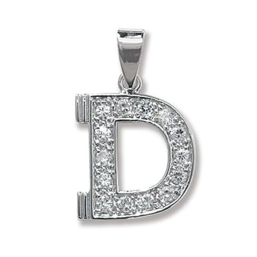 Schöner 925 Sterling Silber Buchstaben / Initiale Damen - Anhänger mit Zirkonia