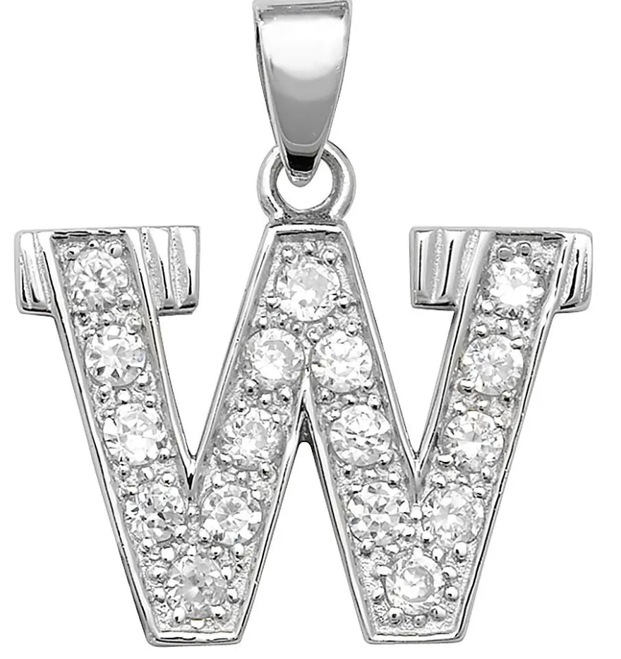 Schöner 925 Sterling Silber Buchstaben / Initiale Damen - Anhänger mit Zirkonia