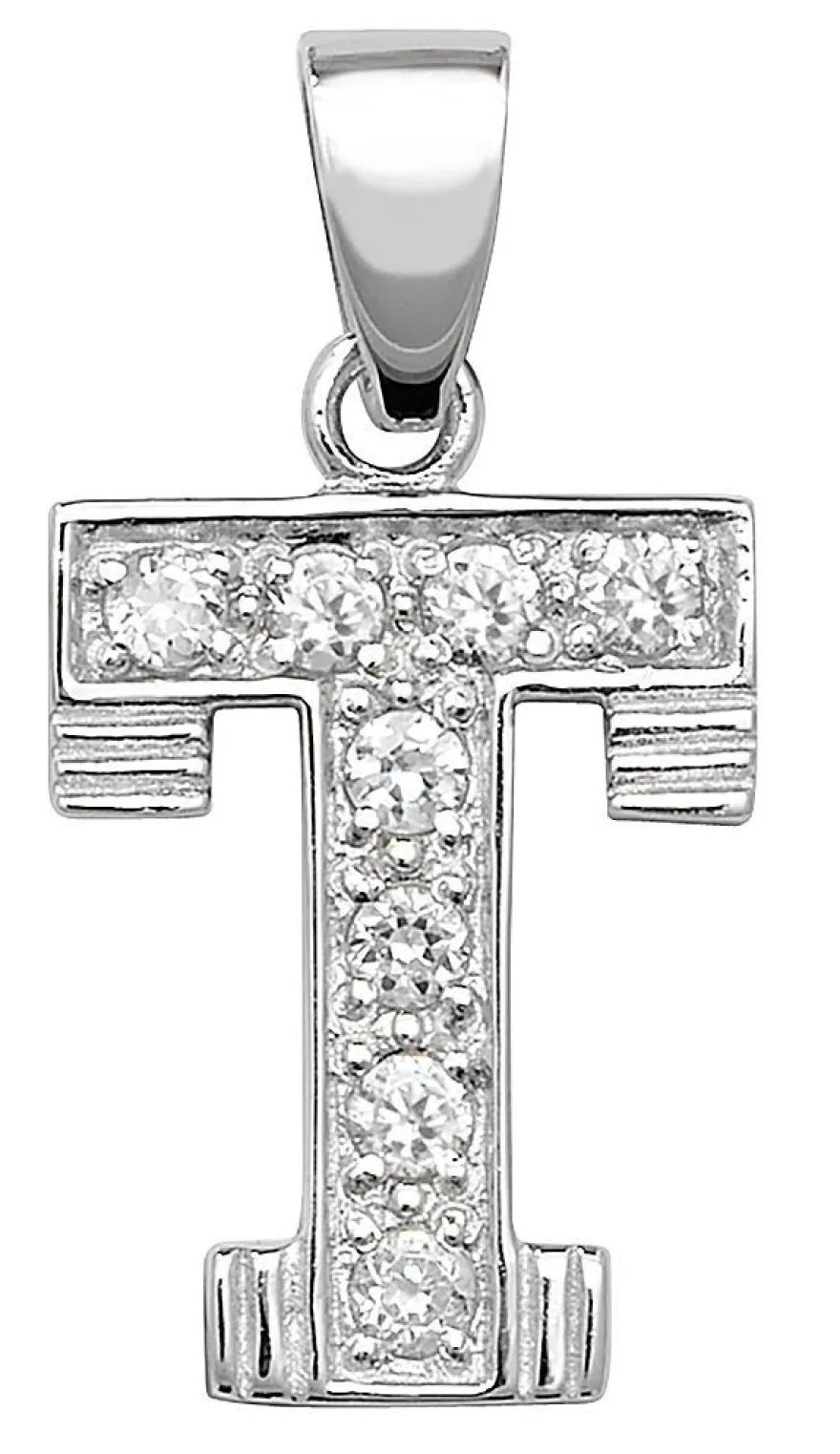 Schöner 925 Sterling Silber Buchstaben / Initiale Damen - Anhänger mit Zirkonia