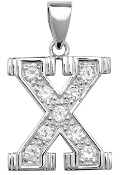 Schöner 925 Sterling Silber Buchstaben / Initiale Damen - Anhänger mit Zirkonia
