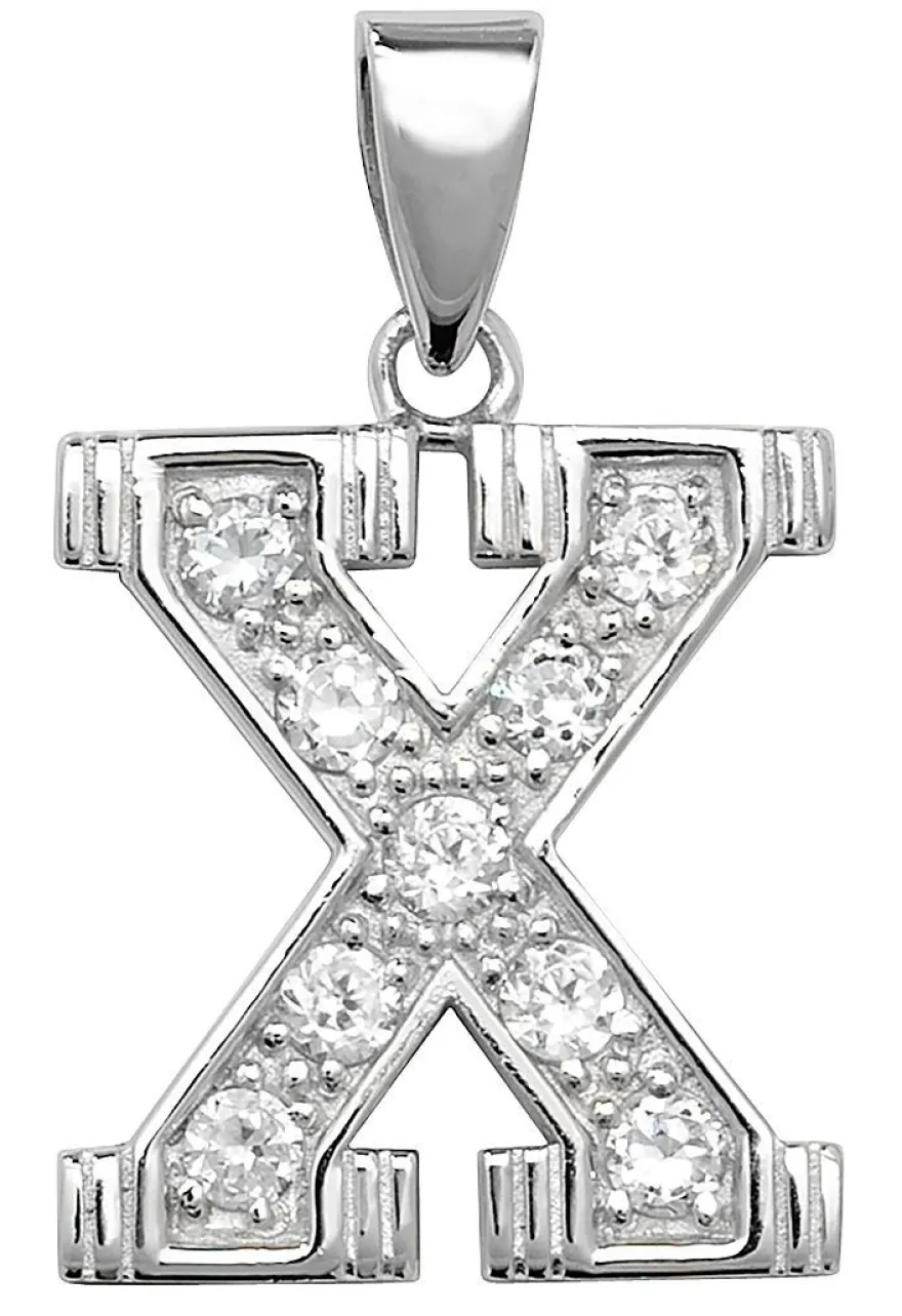 Schöner 925 Sterling Silber Buchstaben / Initiale Damen - Anhänger mit Zirkonia