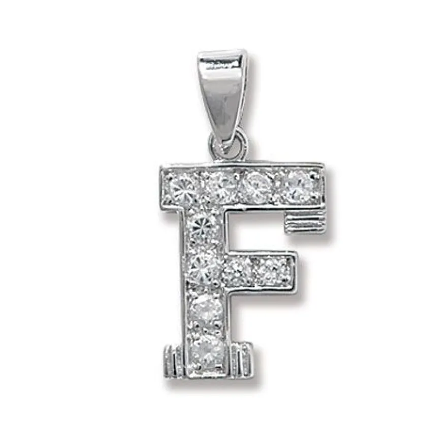 Schöner 925 Sterling Silber Buchstaben / Initiale Damen - Anhänger mit Zirkonia