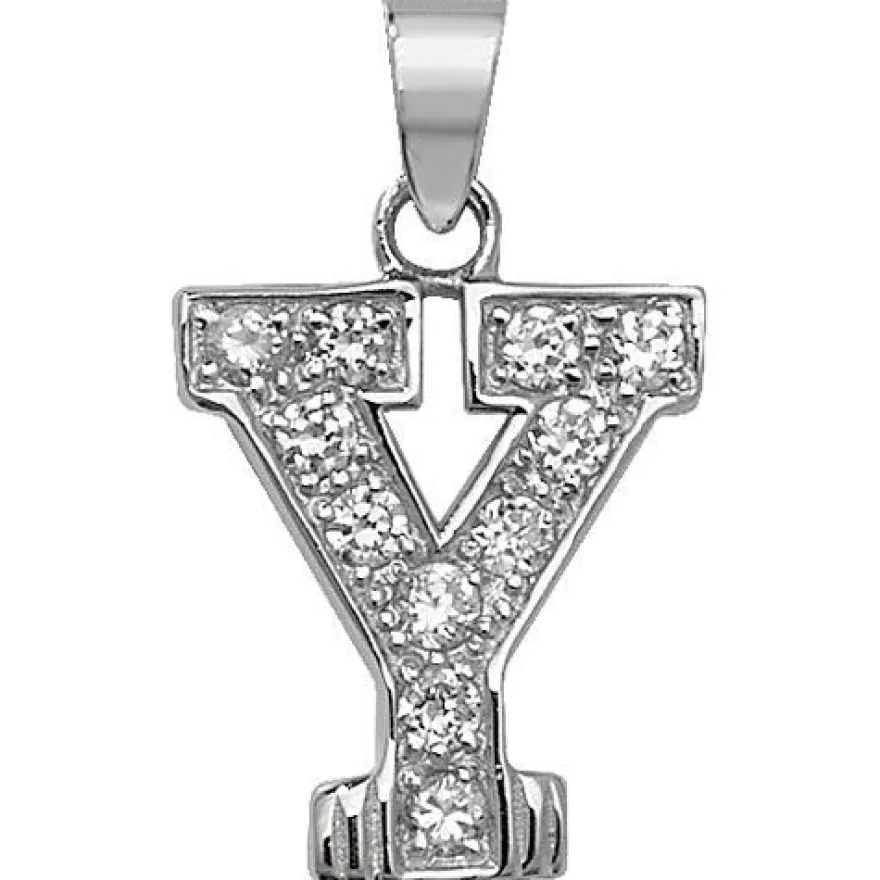 Schöner 925 Sterling Silber Buchstaben / Initiale Damen - Anhänger mit Zirkonia
