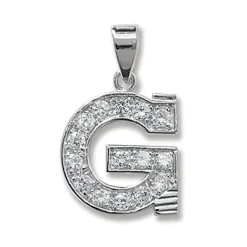 Schöner 925 Sterling Silber Buchstaben / Initiale Damen - Anhänger mit Zirkonia