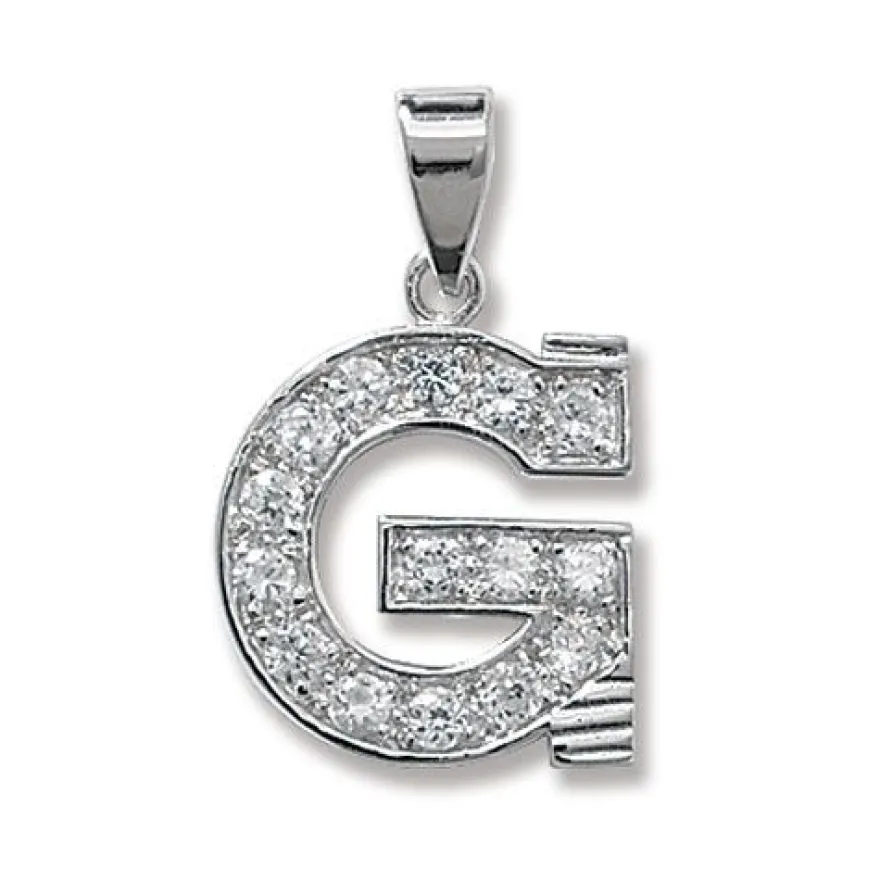 Schöner 925 Sterling Silber Buchstaben / Initiale Damen - Anhänger mit Zirkonia