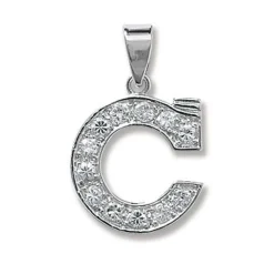 Schöner 925 Sterling Silber Buchstaben / Initiale Damen - Anhänger mit Zirkonia