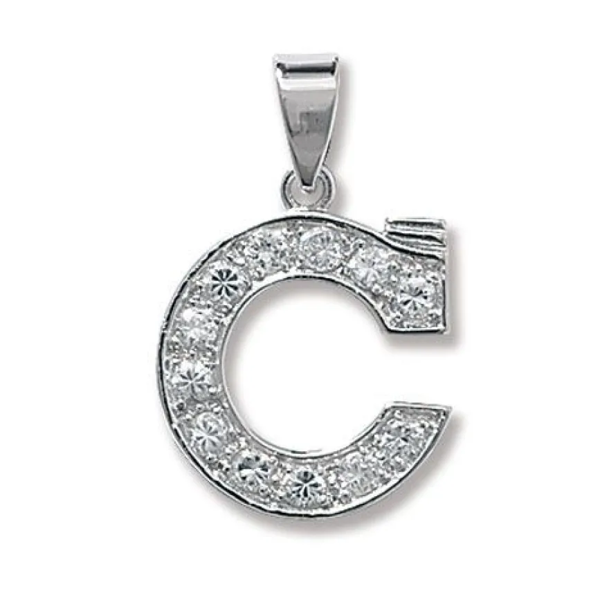 Schöner 925 Sterling Silber Buchstaben / Initiale Damen - Anhänger mit Zirkonia